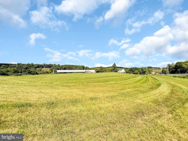 view of yard with a rural view