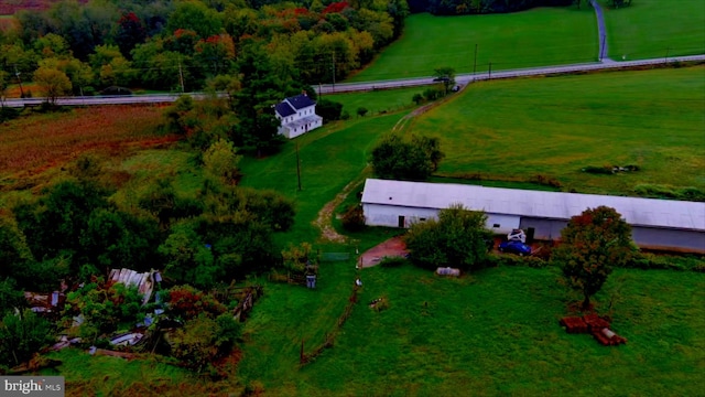 bird's eye view featuring a rural view