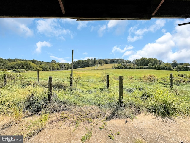 view of yard with a rural view