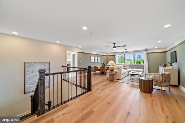 living room with light hardwood / wood-style floors