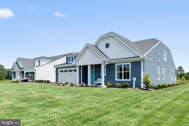 view of front of house with a front lawn and covered porch