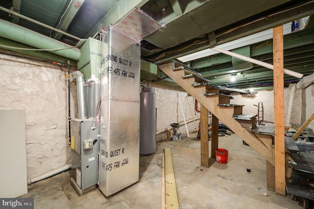 basement with gas water heater