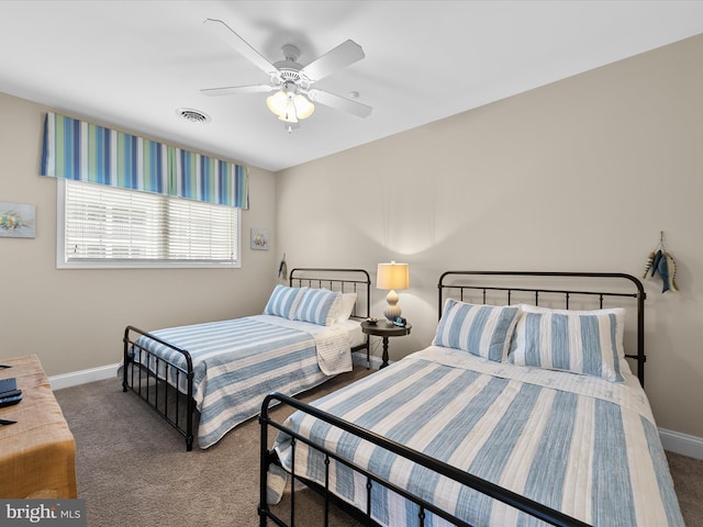 bedroom with carpet floors and ceiling fan