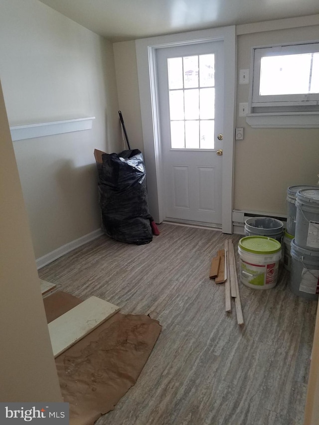 doorway featuring hardwood / wood-style flooring