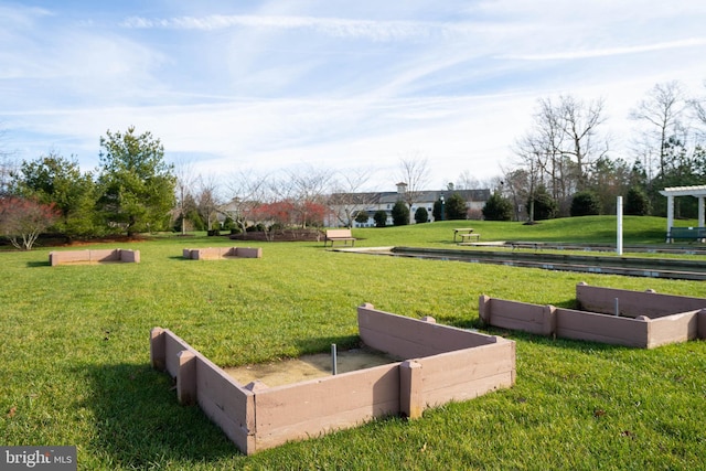 view of community with a lawn