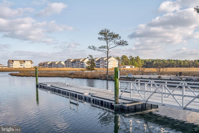 view of dock featuring a water view