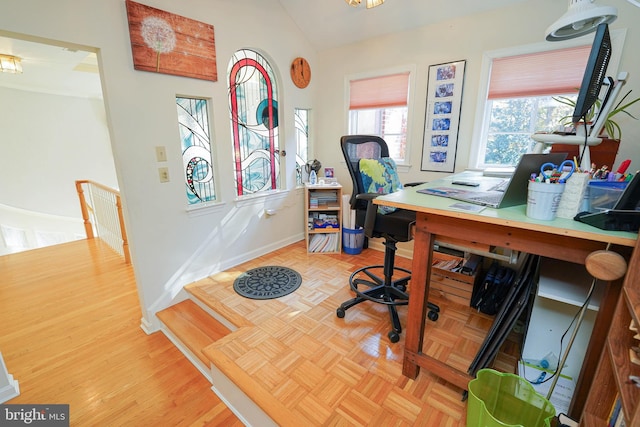 office featuring hardwood / wood-style floors