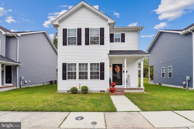 front facade with a front lawn