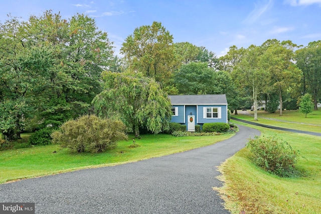 view of front facade featuring a front yard