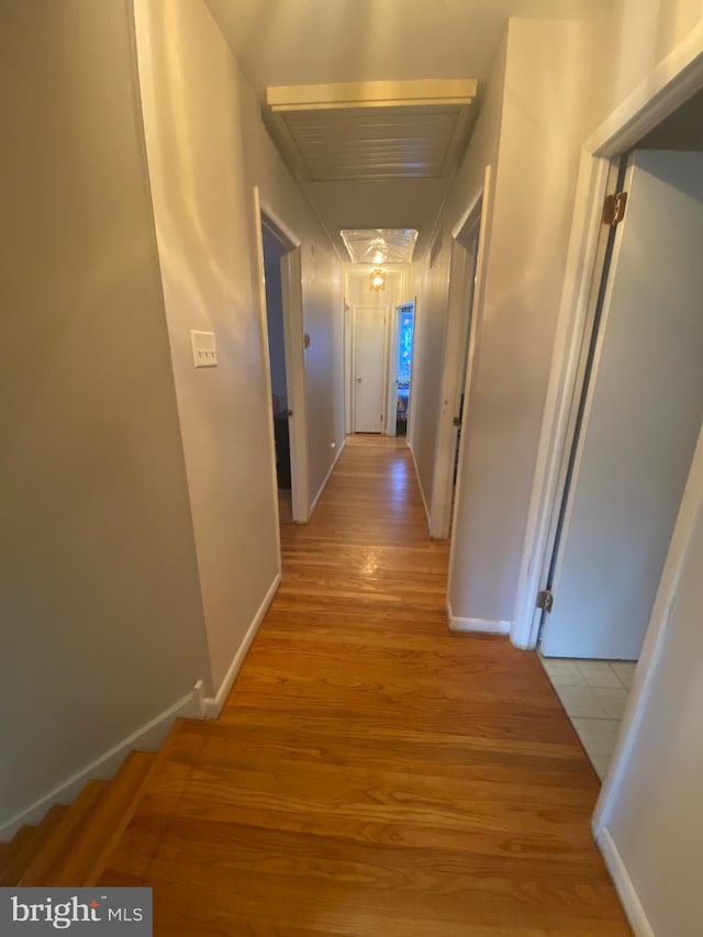 hall featuring light hardwood / wood-style flooring