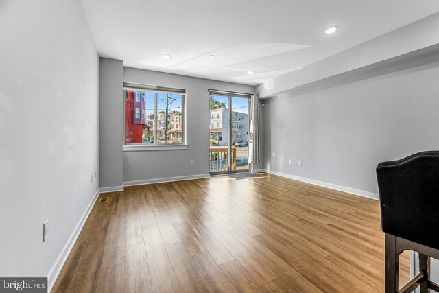 spare room featuring wood-type flooring