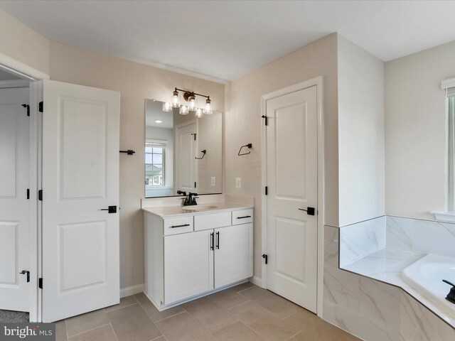 118 Pawn Ct, Winchester, VA 22602 - full bath featuring vanity, tile patterned floors, a bath, and a chandelier