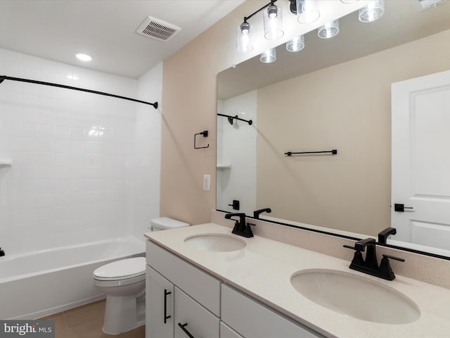 118 Pawn Ct, Winchester, VA 22602 - full bath with toilet, double vanity, tile patterned floors, and shower / bathtub combination
