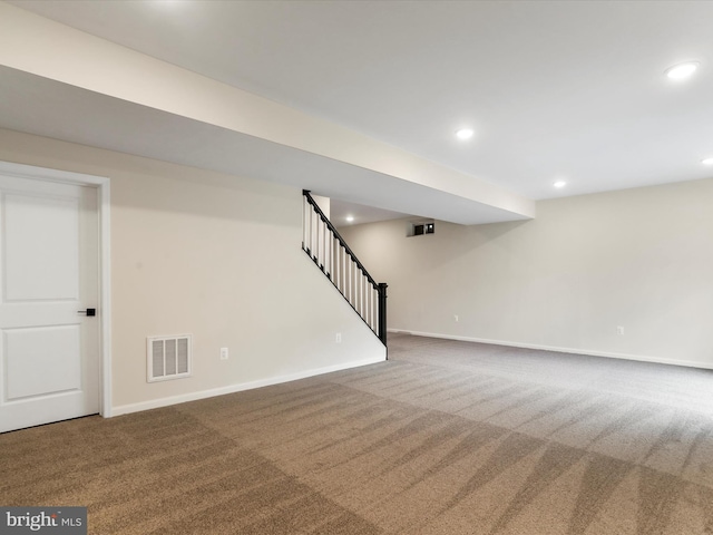 118 Pawn Ct, Winchester, VA 22602 - finished below grade area featuring carpet, baseboards, stairway, and recessed lighting