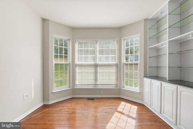 unfurnished room featuring light hardwood / wood-style flooring and plenty of natural light