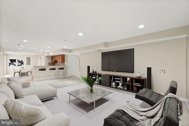 living room with light wood-type flooring