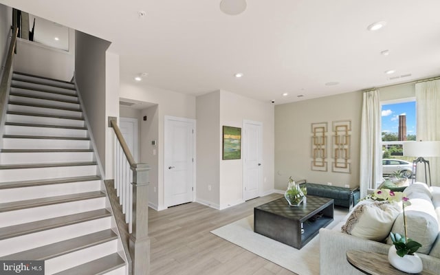 living room featuring light hardwood / wood-style flooring