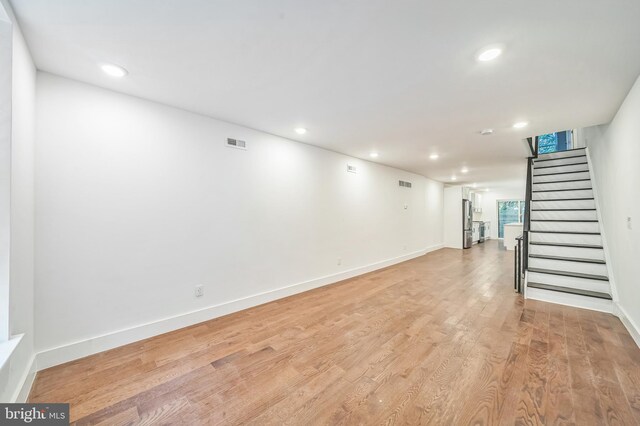 unfurnished living room featuring light hardwood / wood-style flooring