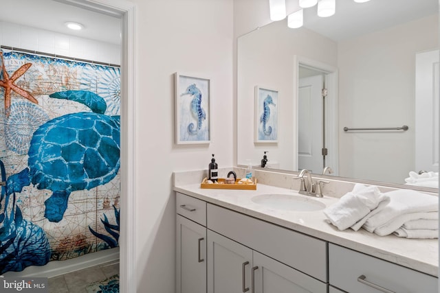 bathroom featuring vanity and tile patterned floors