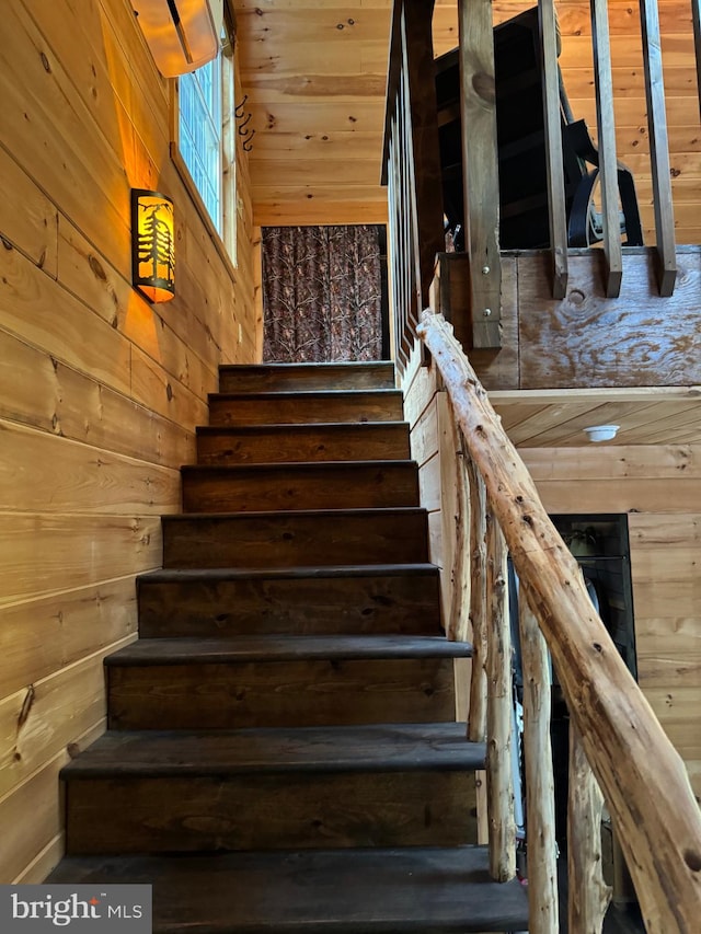 stairs with wooden walls