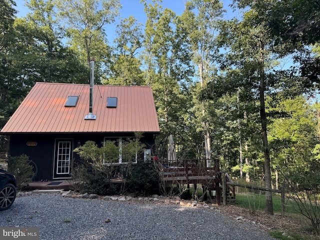 view of front of property with a deck