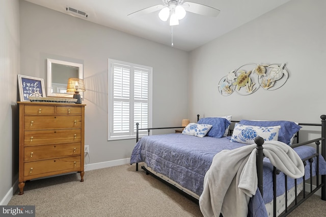 bedroom with carpet and ceiling fan