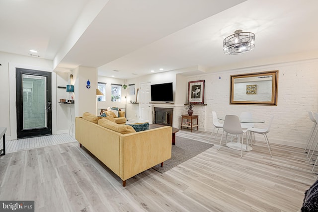 living room featuring light wood-type flooring