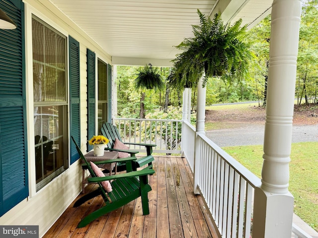 wooden deck with covered porch