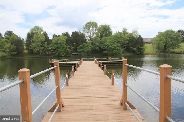 view of dock featuring a water view