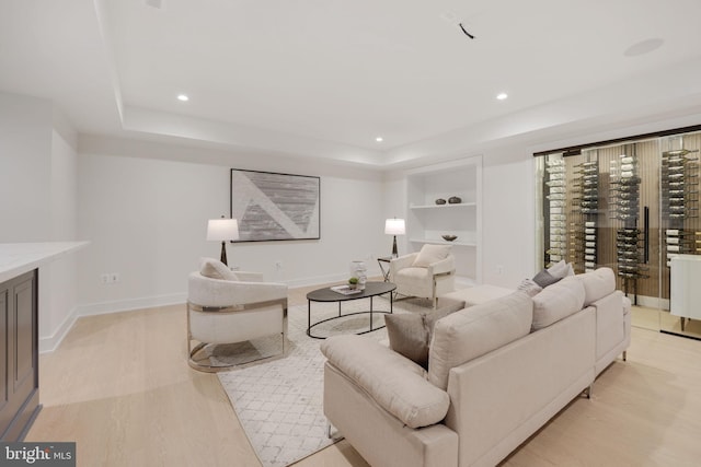 living room featuring light wood-type flooring