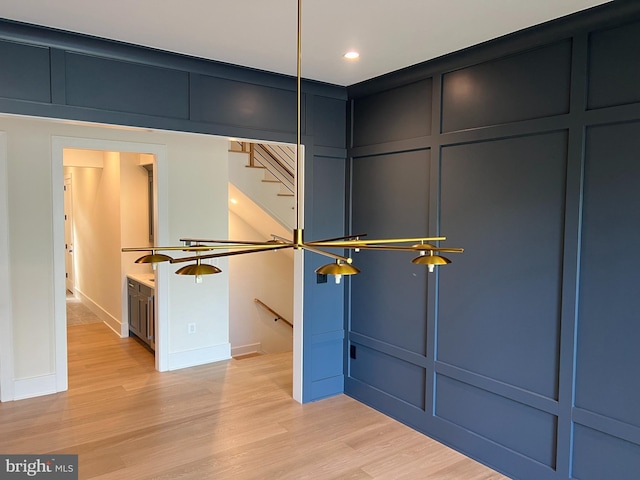 interior space with light hardwood / wood-style floors