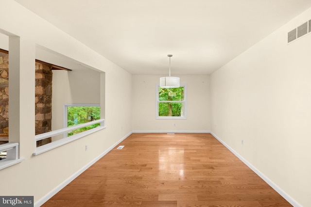 unfurnished dining area featuring light hardwood / wood-style flooring