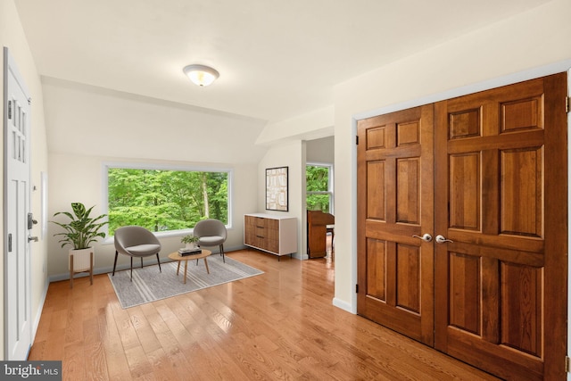 living area featuring light hardwood / wood-style floors