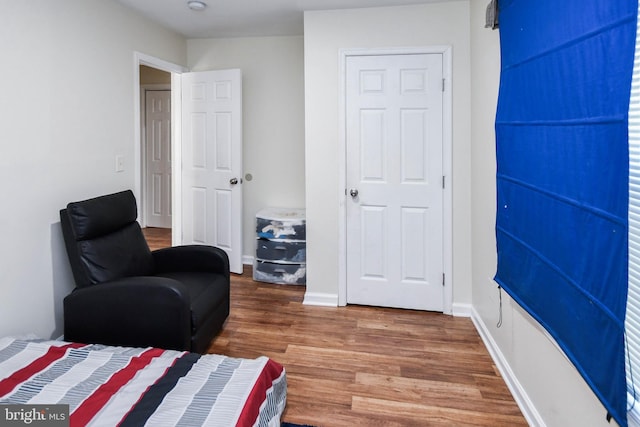 bedroom with wood-type flooring