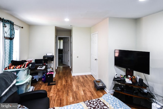 living room with hardwood / wood-style flooring