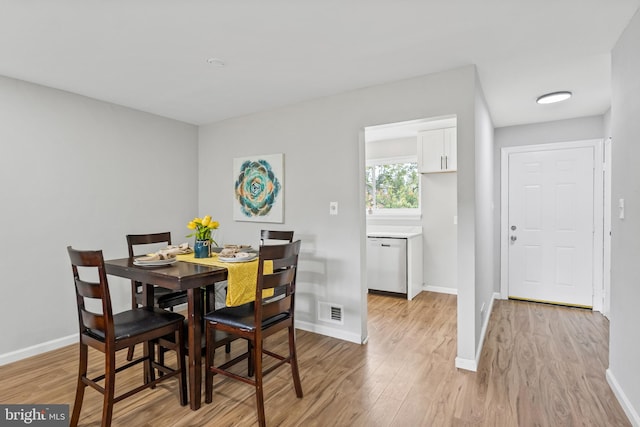 dining room with light wood-type flooring