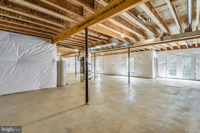 basement with water heater