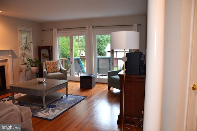 living room featuring light hardwood / wood-style flooring