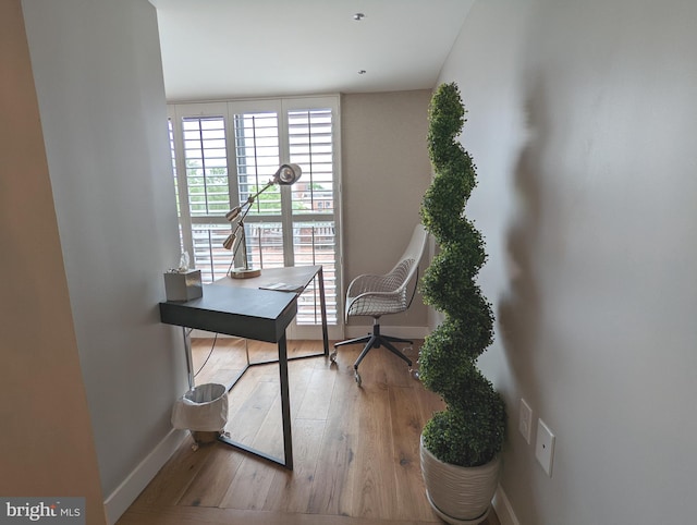 office area featuring wood-type flooring