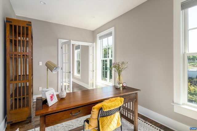 office featuring hardwood / wood-style floors