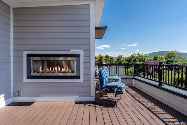 deck with a mountain view