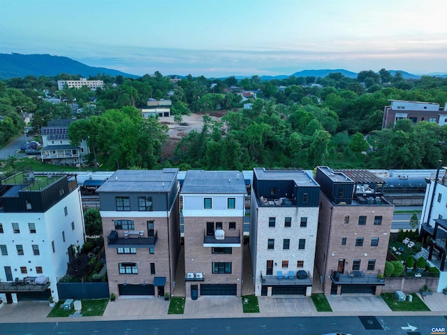 birds eye view of property featuring a mountain view