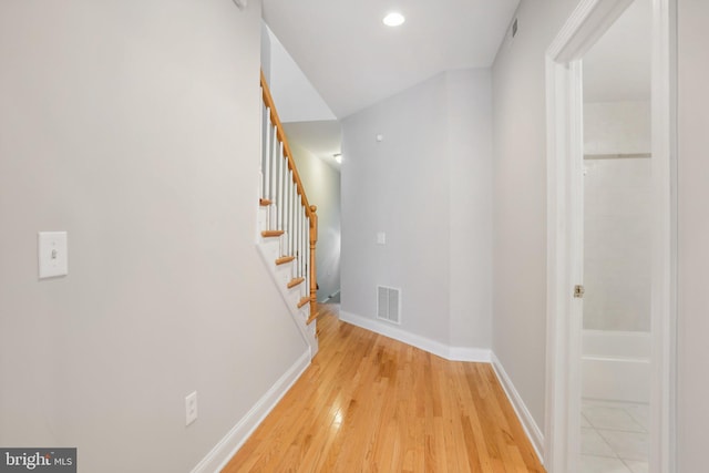 hall featuring light hardwood / wood-style floors