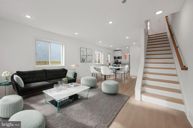 living room featuring light hardwood / wood-style floors