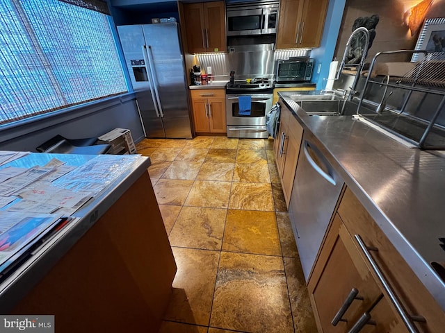 kitchen featuring stainless steel counters and appliances with stainless steel finishes