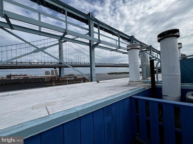 view of patio / terrace with a water view