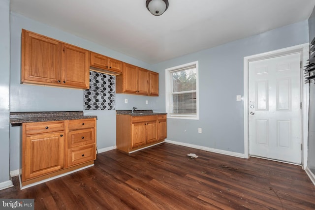 kitchen with sink and dark wood-type flooring