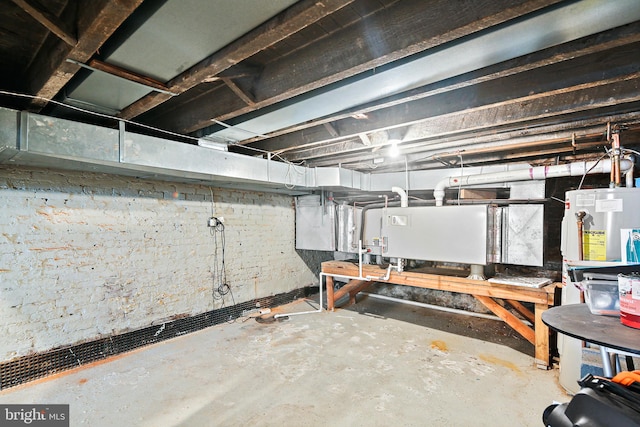 basement featuring water heater