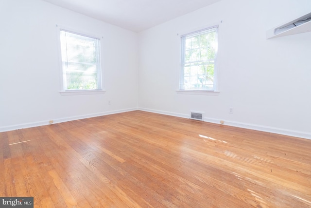 spare room with light hardwood / wood-style floors and plenty of natural light