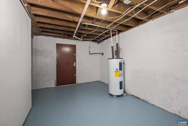 basement with water heater